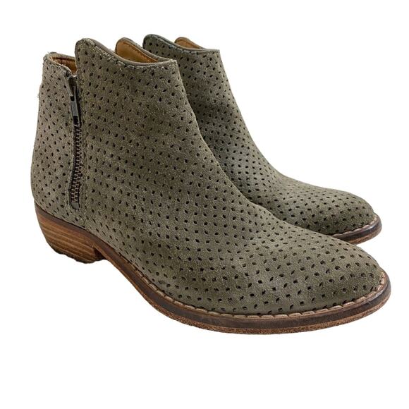 Catarina Martins Taupe Perforated Suede Ankle Booties EU Sz 37 Made in Portugal - Picture 1 of 10